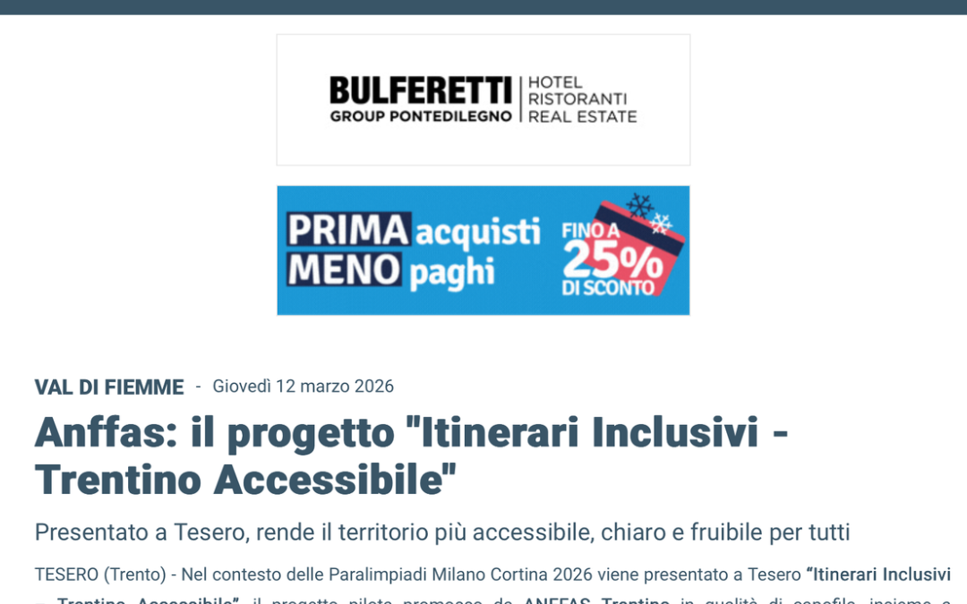 Gazzetta delle Valli: in Val di Fiemme nasce una guida per un Trentino più accessibile